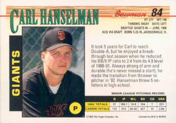 Carl Hanselman  baseball card collectible - Main Image 2
