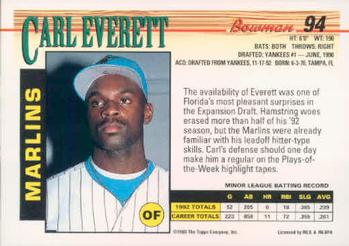 Carl Everett  baseball card collectible - Main Image 2
