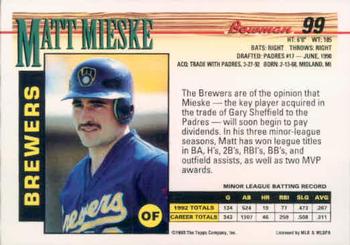 Matt Mieske  baseball card collectible - Main Image 2