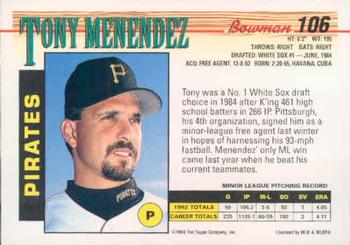 Tony Menendez  baseball card collectible - Main Image 2