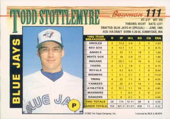 Todd Stottlemyre  baseball card collectible - Main Image 2