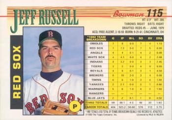 Jeff Russell  baseball card collectible - Main Image 2