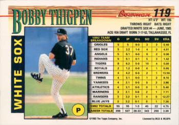 Bobby Thigpen  baseball card collectible - Main Image 2