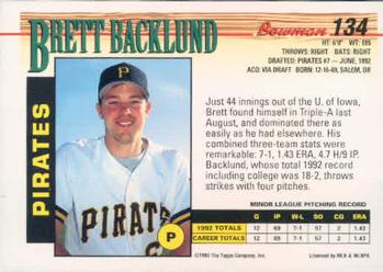Brett Backlund  baseball card collectible - Main Image 2