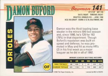 Damon Buford  baseball card collectible - Main Image 2