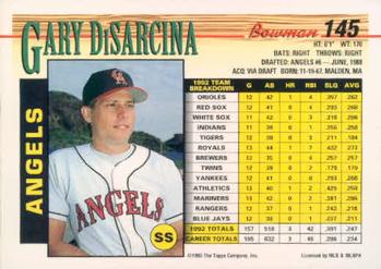 Gary DiSarcina  baseball card collectible - Main Image 2
