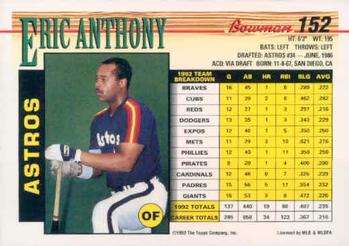 Eric Anthony  baseball card collectible - Main Image 2