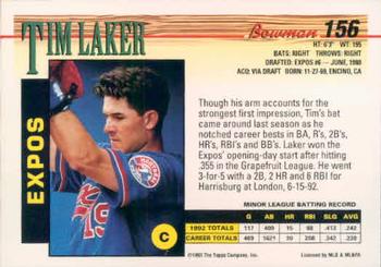 Tim Laker  baseball card collectible - Main Image 2