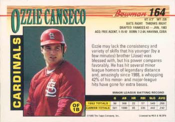Ozzie Canseco  baseball card collectible - Main Image 2