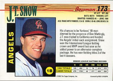 J.T. Snow  baseball card collectible - Main Image 2