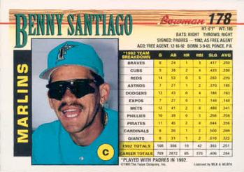 Benny Santiago  baseball card collectible - Main Image 2