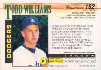 Todd Williams  baseball card collectible - Main Image 2