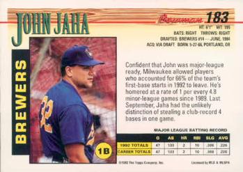 John Jaha  baseball card collectible - Main Image 2