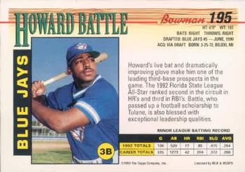 Howard Battle  baseball card collectible - Main Image 2