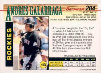 Andres Galarraga  baseball card collectible - Main Image 2