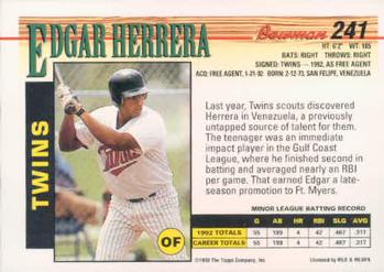 Edgar Herrera  baseball card collectible - Main Image 2