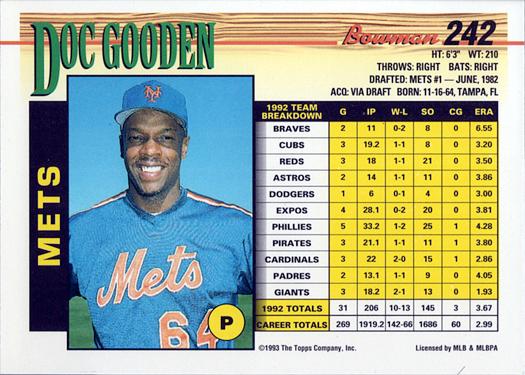 Doc Gooden  baseball card collectible - Main Image 2