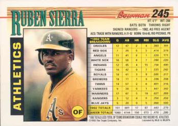 Ruben Sierra  baseball card collectible - Main Image 2