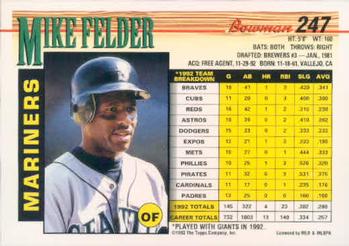 Mike Felder  baseball card collectible - Main Image 2