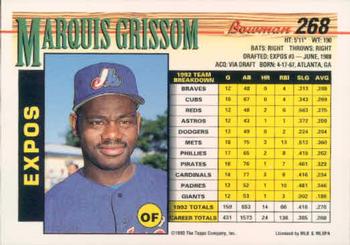 Marquis Grissom  baseball card collectible - Main Image 2