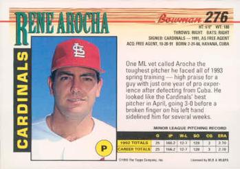 Rene Arocha  baseball card collectible - Main Image 2