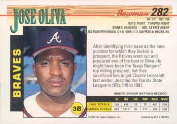 Jose Oliva  baseball card collectible - Main Image 2