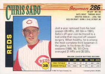 Chris Sabo  baseball card collectible - Main Image 2