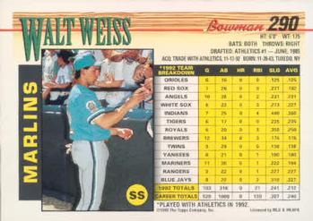 Walt Weiss  baseball card collectible - Main Image 2