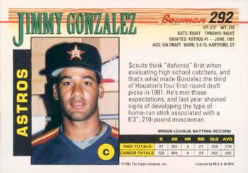 Jimmy Gonzalez  baseball card collectible - Main Image 2