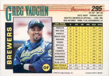Greg Vaughn  baseball card collectible - Main Image 2