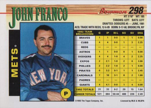 John Franco  baseball card collectible - Main Image 2