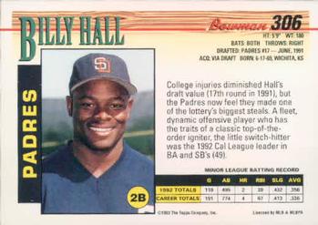Billy Hall  baseball card collectible - Main Image 2