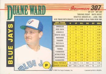 Duane Ward  baseball card collectible - Main Image 2