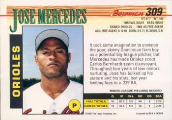 Jose Mercedes  baseball card collectible - Main Image 2