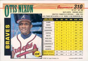 Otis Nixon  baseball card collectible - Main Image 2