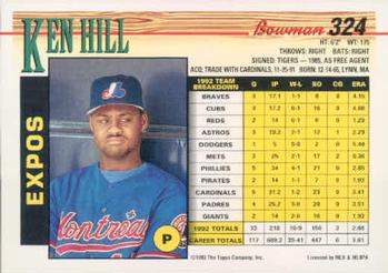 Ken Hill  baseball card collectible - Main Image 2