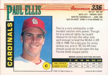 Paul Ellis  baseball card collectible - Main Image 2