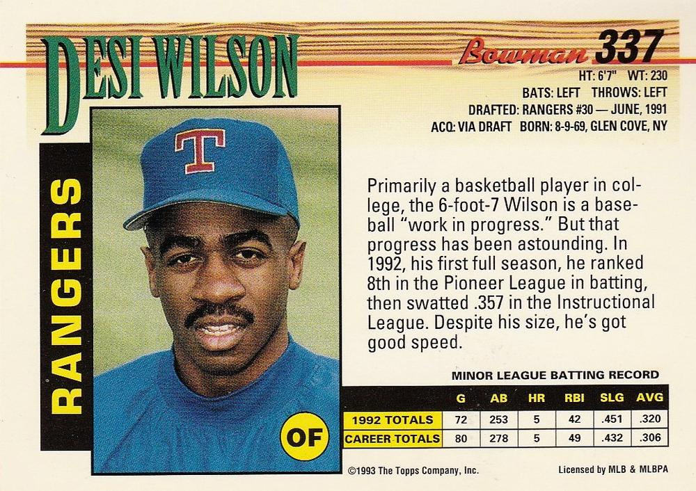 Desi Wilson  baseball card collectible - Main Image 2