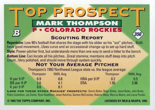 Mark Thompson  baseball card collectible - Main Image 2