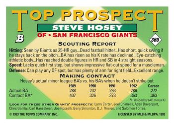 Steve Hosey  baseball card collectible - Main Image 2