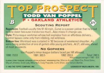 Todd Van Poppel  baseball card collectible - Main Image 2