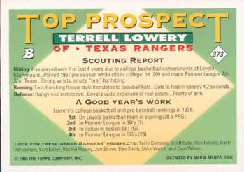 Terrell Lowery  baseball card collectible - Main Image 2