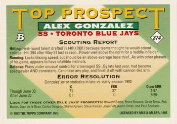 Alex Gonzalez  baseball card collectible - Main Image 2