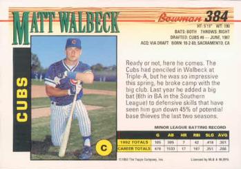 Matt Walbeck  baseball card collectible - Main Image 2