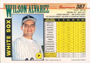 Wilson Alvarez  baseball card collectible - Main Image 2