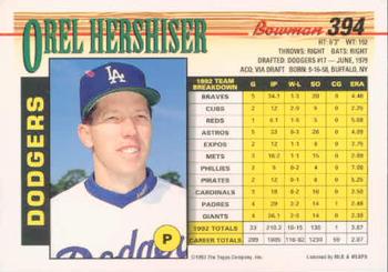 Orel Hershiser  baseball card collectible - Main Image 2