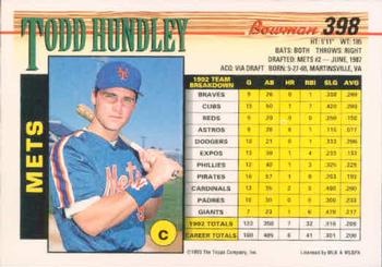 Todd Hundley  baseball card collectible - Main Image 2