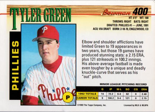 Tyler Green  baseball card collectible - Main Image 2