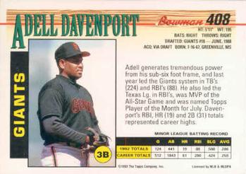 Adell Davenport  baseball card collectible - Main Image 2