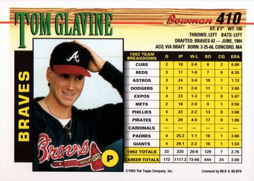 Tom Glavine  baseball card collectible - Main Image 2